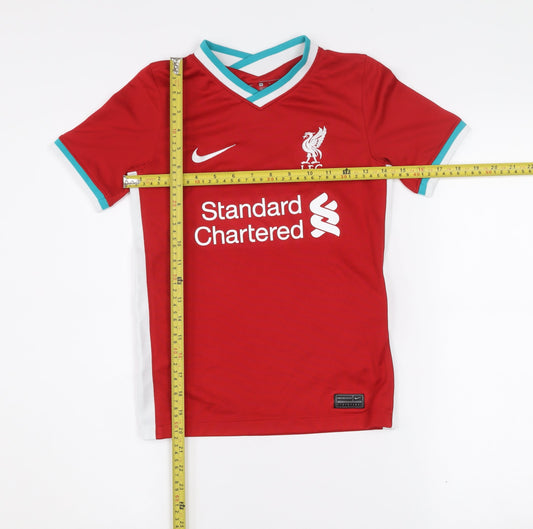 Nike Boys Red Liverpool FC Dri-Fit Short Sleeve Football Jersey S 128-137cm