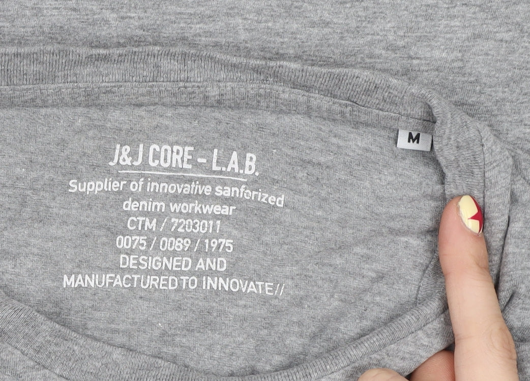 Jack & Jones Men's Grey Graphic Print Regular Fit T-Shirt Medium