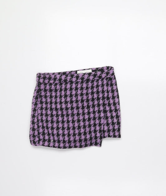Lefties Girls Purple & Black Houndstooth Bouclé Chino Shorts 5-6 Years