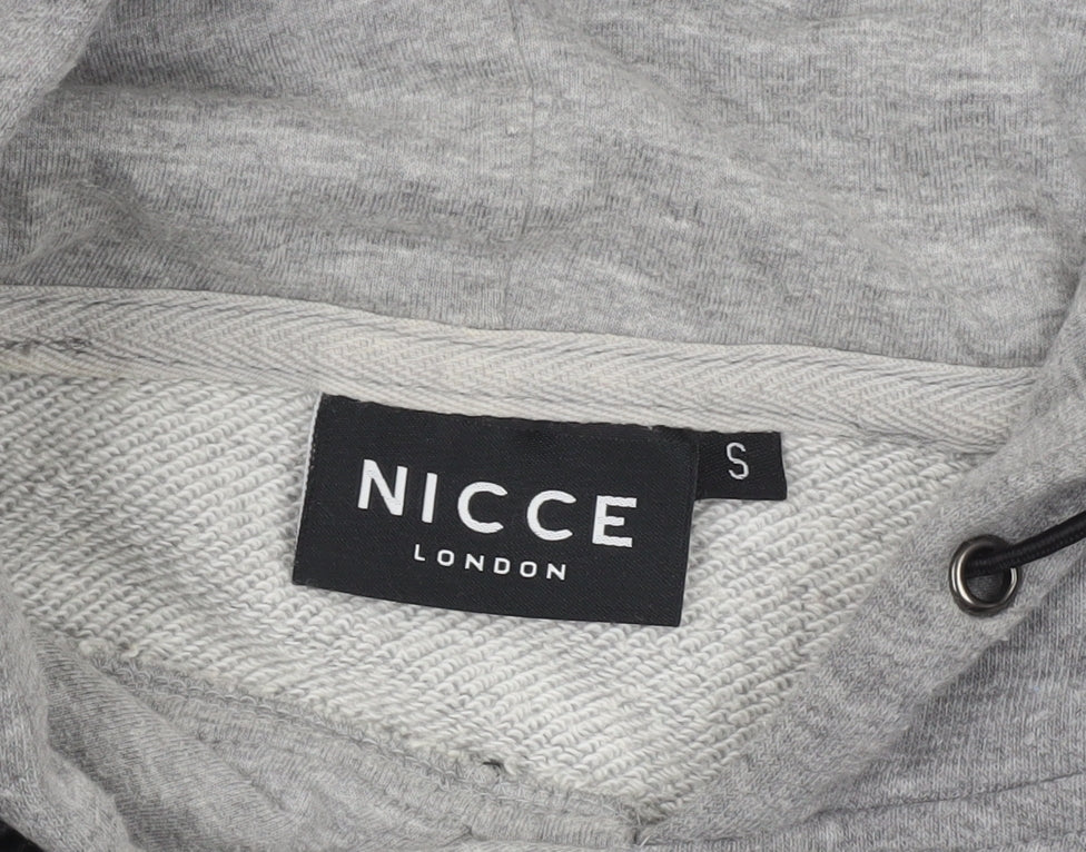 Nicce London Women's Grey Cropped Hoodie Mesh Hem Size S