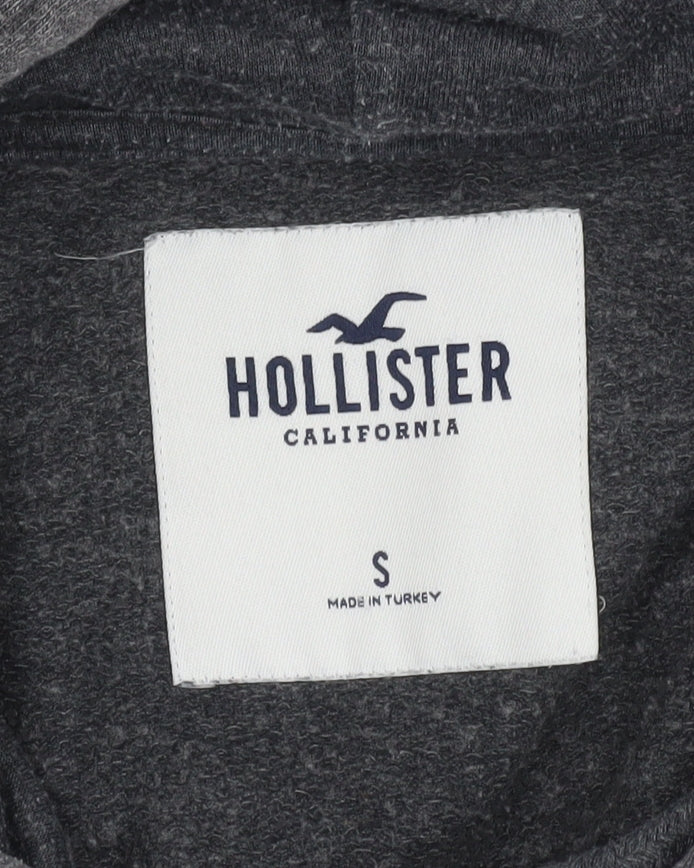 Hollister Women’s Dark Grey Small Pullover Hoodie with Logo Print