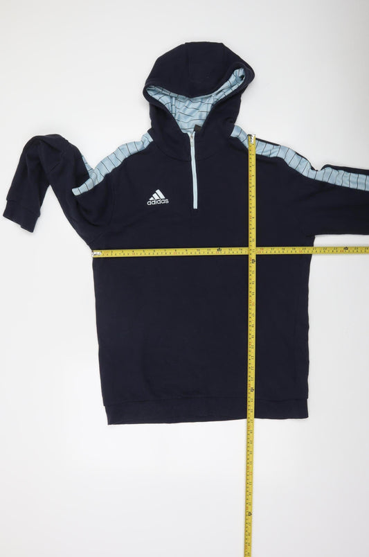 Adidas Men's Blue 1/2 Zip Hoodie L Sports Logo Sweatshirt
