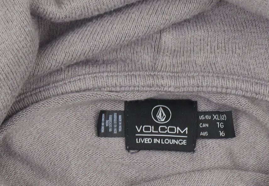Volcom Women Grey XL Full Zip Hooded Jumper Cotton Blend
