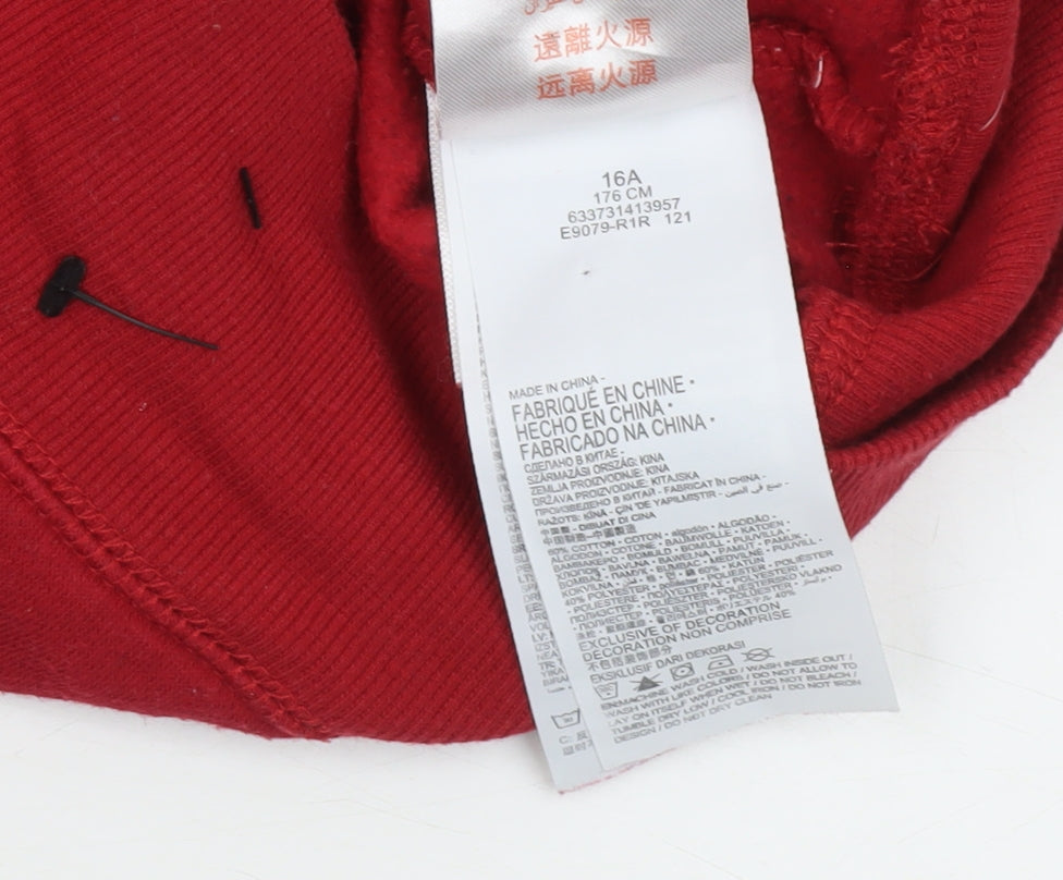 Levi's Boys Red Graphic Logo Pullover Sweatshirt 16 Years Fleece Crew Neck