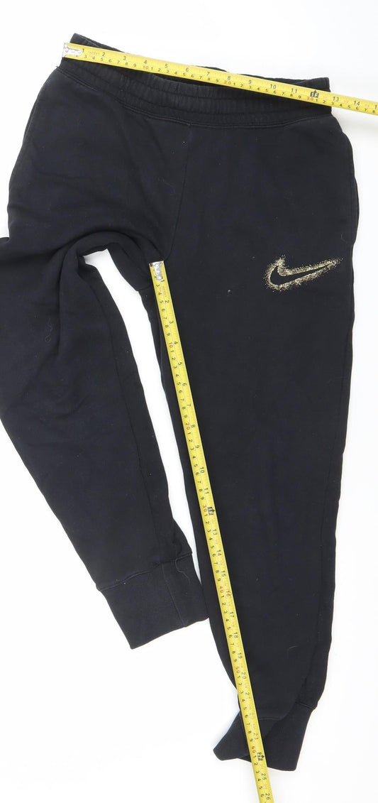 Nike Girls Black Jogger Trousers Size 146cm Fleece Sports Sweatpants