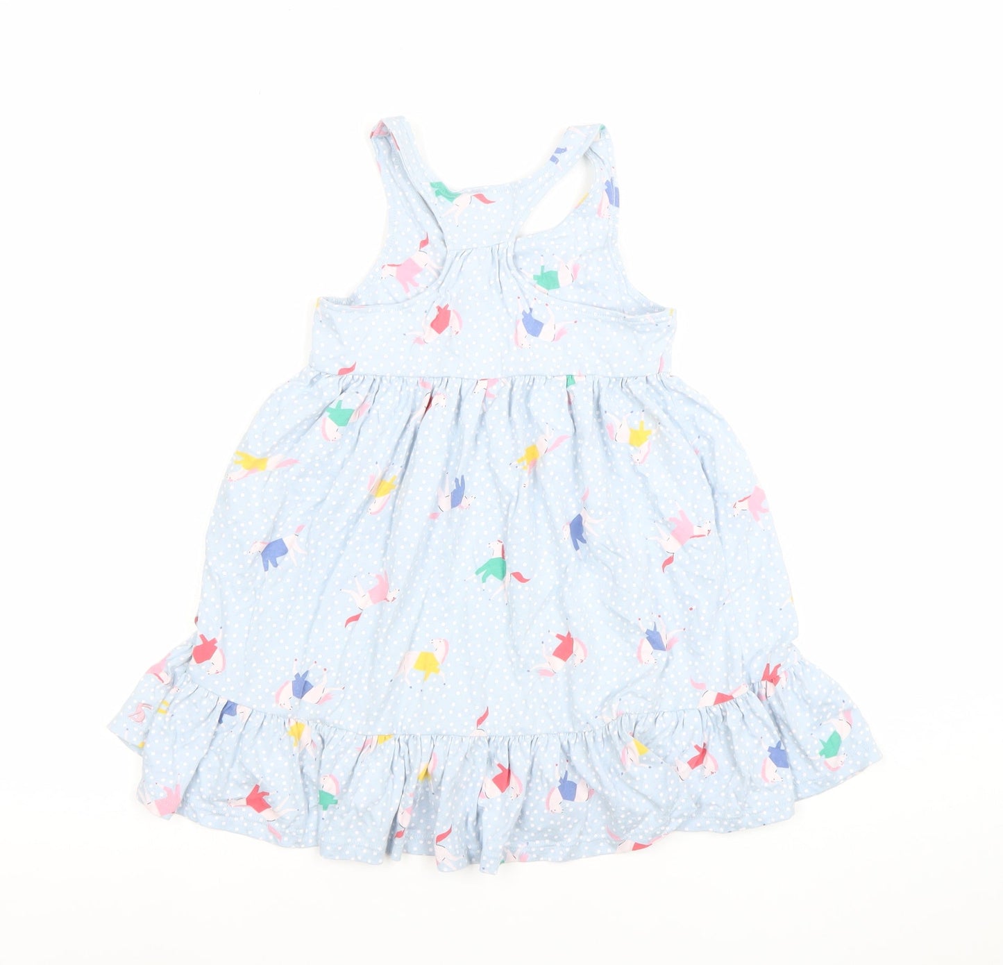 Joules Girls Blue Unicorn Print Cotton Pinafore Dress 4 Years