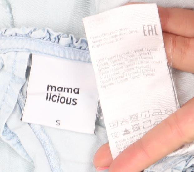 Mama Licious Women's Blue Sleeveless Maternity Blouse S