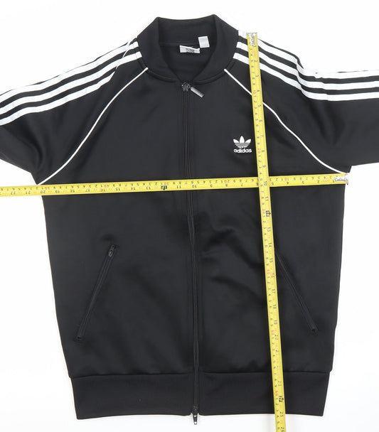adidas Women Black Full Zip Hoodie Sweatshirt Size 14 Classic Style