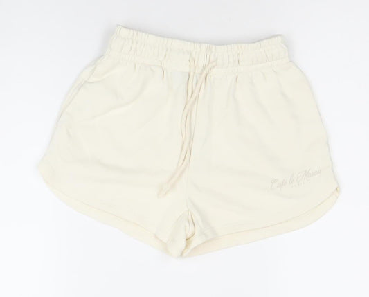 Additional front view of Dunnes Women Ivory Athletic Shorts XS Lightweight Jersey Activewear