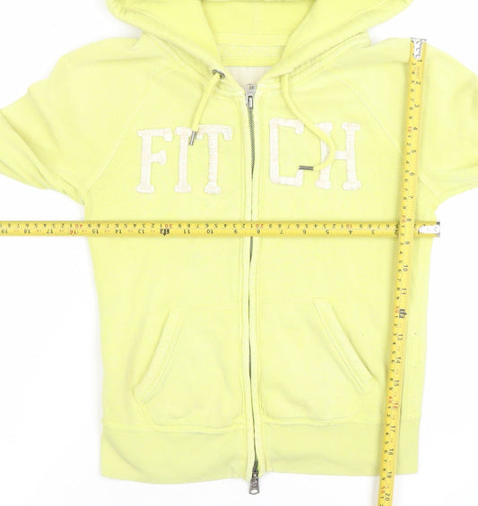 Abercrombie & Fitch Womens Yellow Full Zip Hoodie Size S Cotton Blend