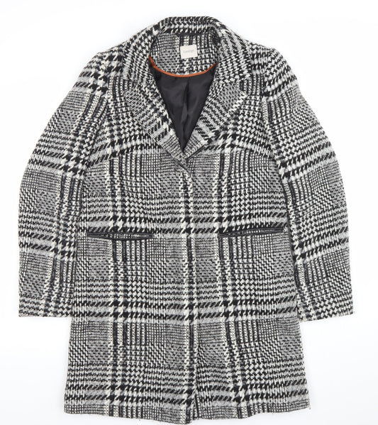 George Women’s Black Check Tweed Mid-Length Coat Size 10