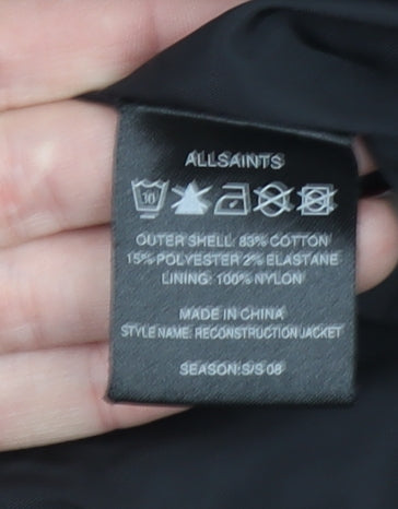 AllSaints Men's Black Bomber Jacket M Slim Fit Cotton Blend