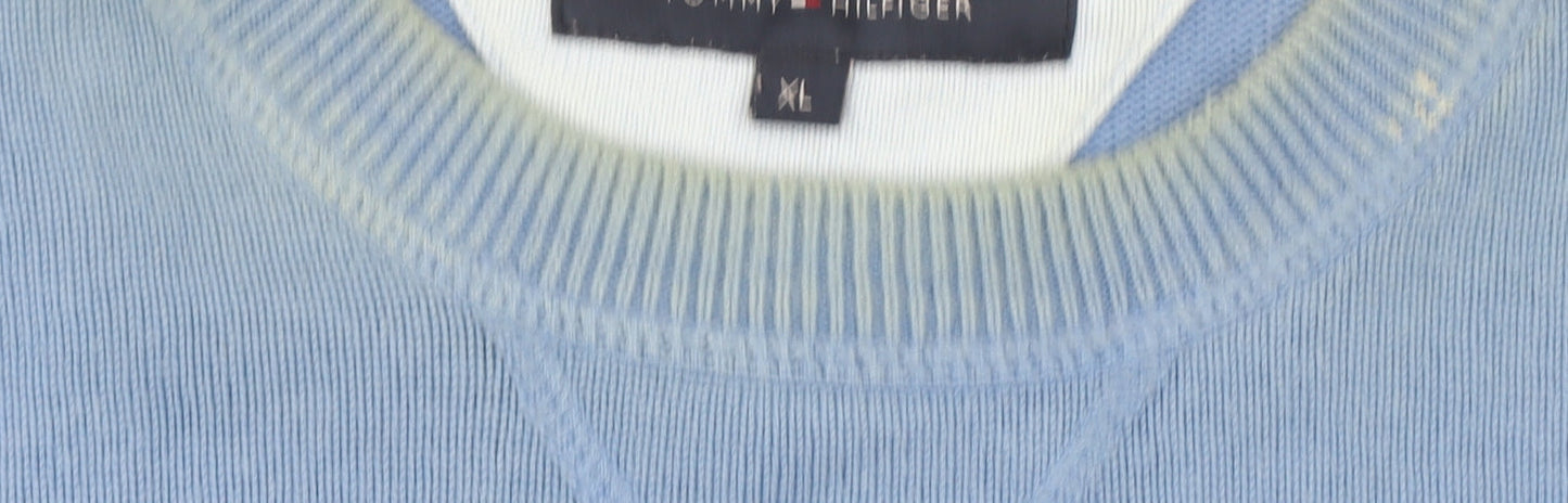 Tommy Hilfiger Men Blue XL Cotton Crew Neck Pullover Jumper