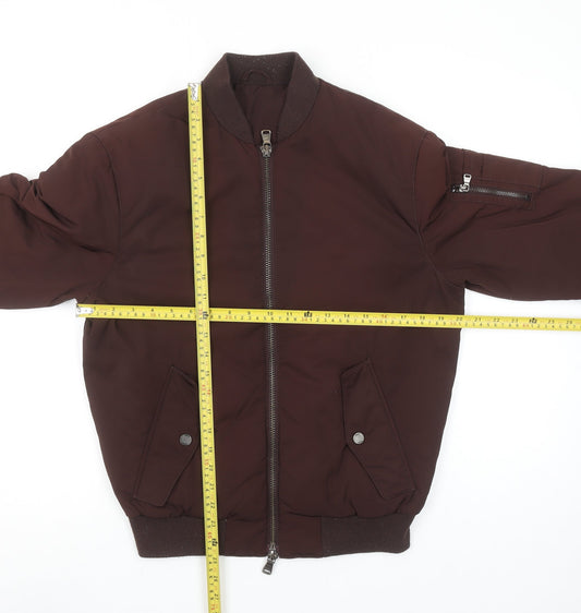 DKNY Women’s Brown Bomber Jacket XS Down Filled Casual Zip Style