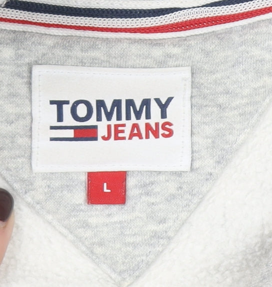 Mens UK Size L Tommy Jeans Grey Pullover Hoodie