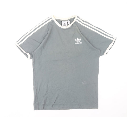 Womens UK Size S adidas Grey Ringer T-Shirt