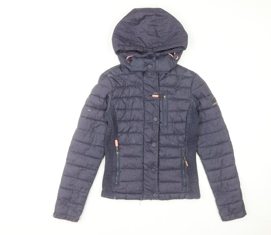 Womens UK Size 6 Superdry Blue Puffer Jacket