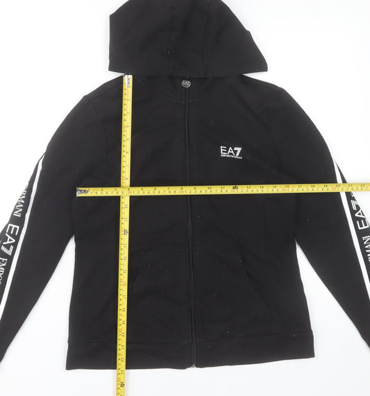 Emporio Armani EA7 Boys Black Full Zip Hoodie L 15-16 Years Logo Design
