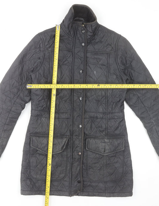 Barbour Women Black Quilted Mid-Length Jacket UK 8