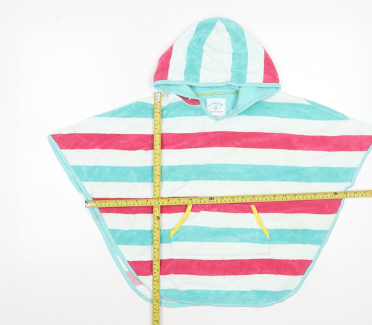 FatFace Girls Multicoloured Striped Hooded Towel Poncho 5-6 Years