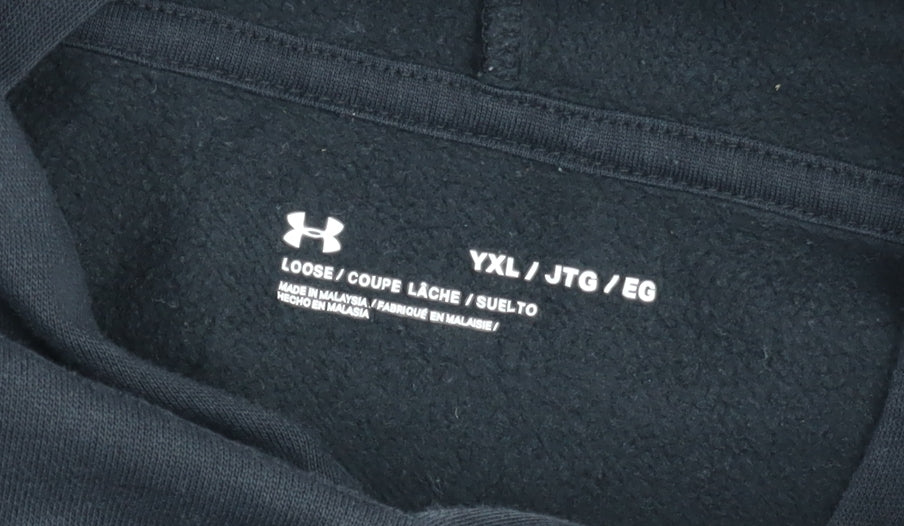 Under Armour Teens Black Pullover Hoodie L Fleece Sportswear