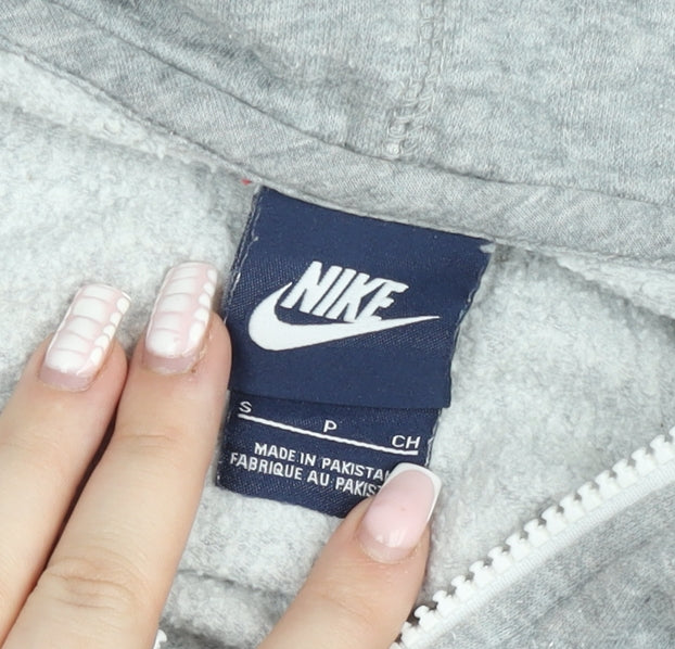 Additional view of Nike boys’ grey full zip fleece hoodie, size S, - casual sportswear