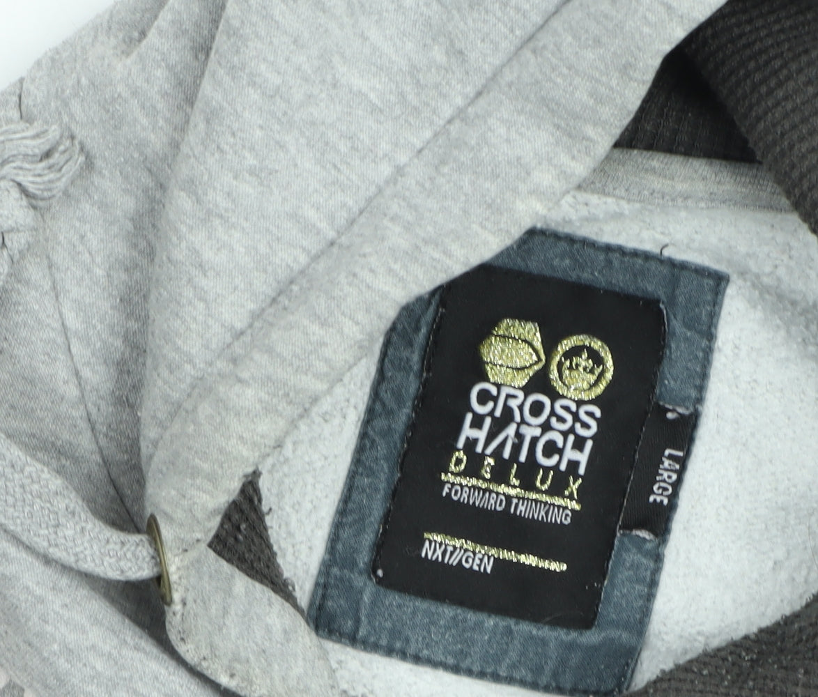 Crosshatch Grey Graphic Pullover Hoodie Womens Large
