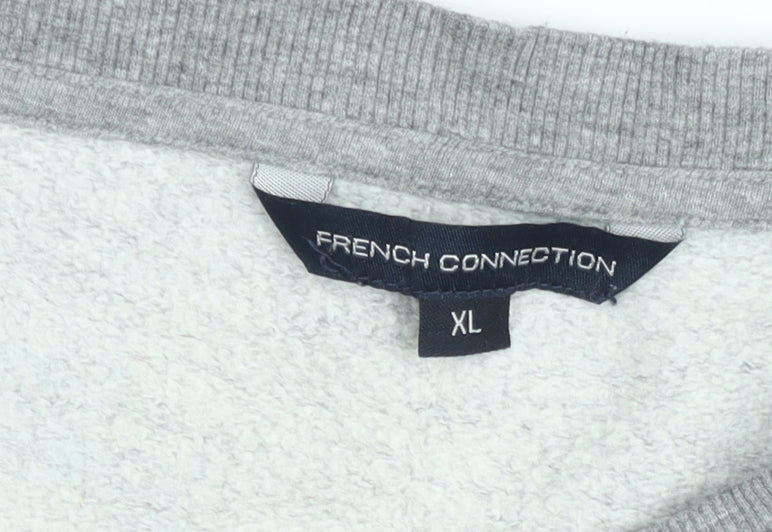 French Connection Women Grey XL Cotton Crew Neck Sweatshirt