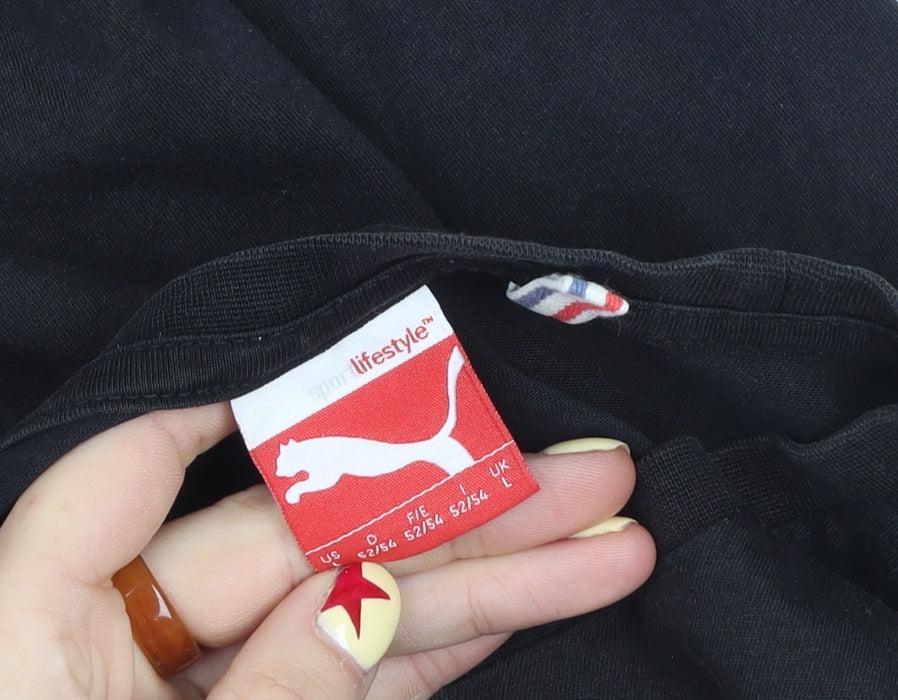 Puma Men's Black Graphic Logo Cotton T-Shirt Size L