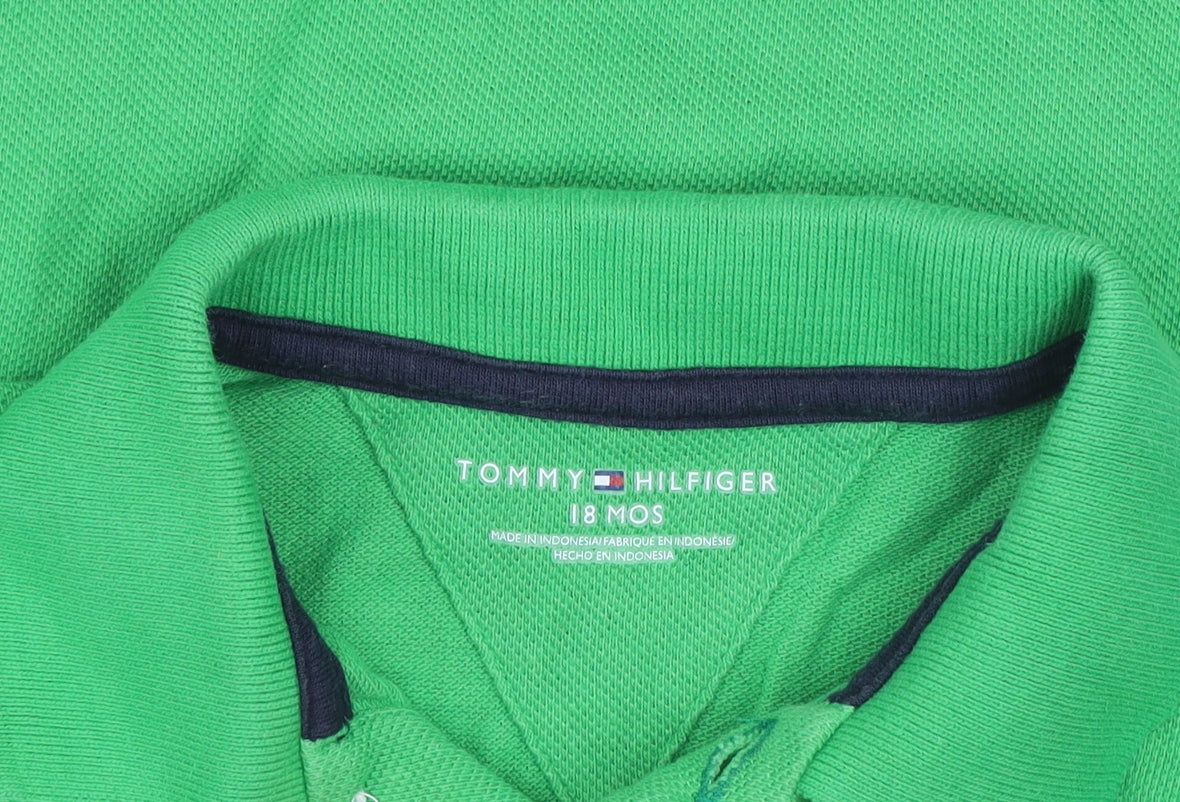 Additional view of Tommy Hilfiger boys’ green cotton collared short sleeve babygrow 18 months
