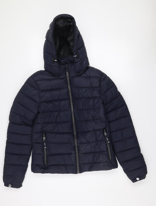 Womens UK Size 10 Superdry Blue Puffer Jacket