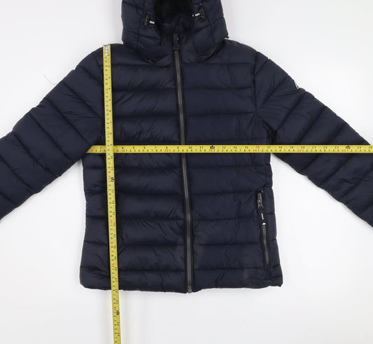Womens UK Size 10 Superdry Blue Puffer Jacket