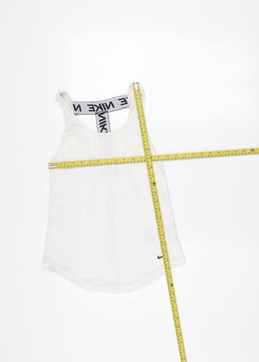 Nike Women's White Dri-FIT Racerback Tank Top XS Slim Fit Activewear