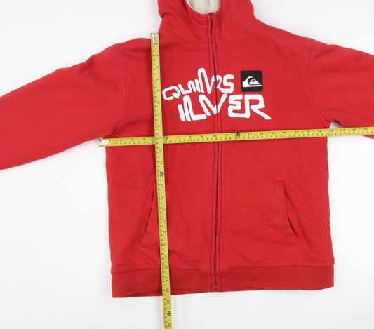 Quiksilver Boys Red Sherpa-Lined Hooded Full Zip Jacket 14 Years