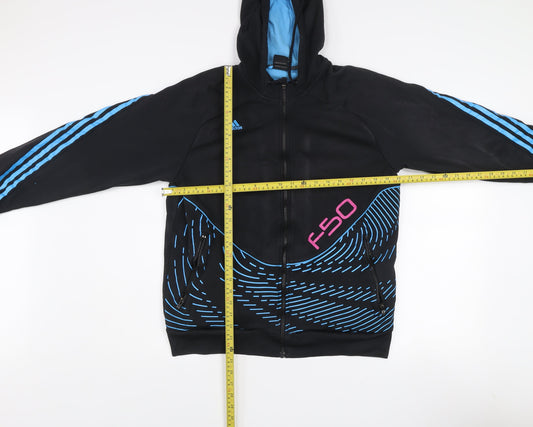 adidas Mens Black Blue F50 Hooded Full Zip Sports Jacket L