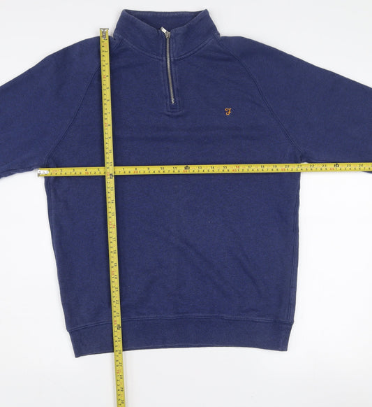 Mens UK Size L Farah Blue 1/2 Zip Sweatshirt