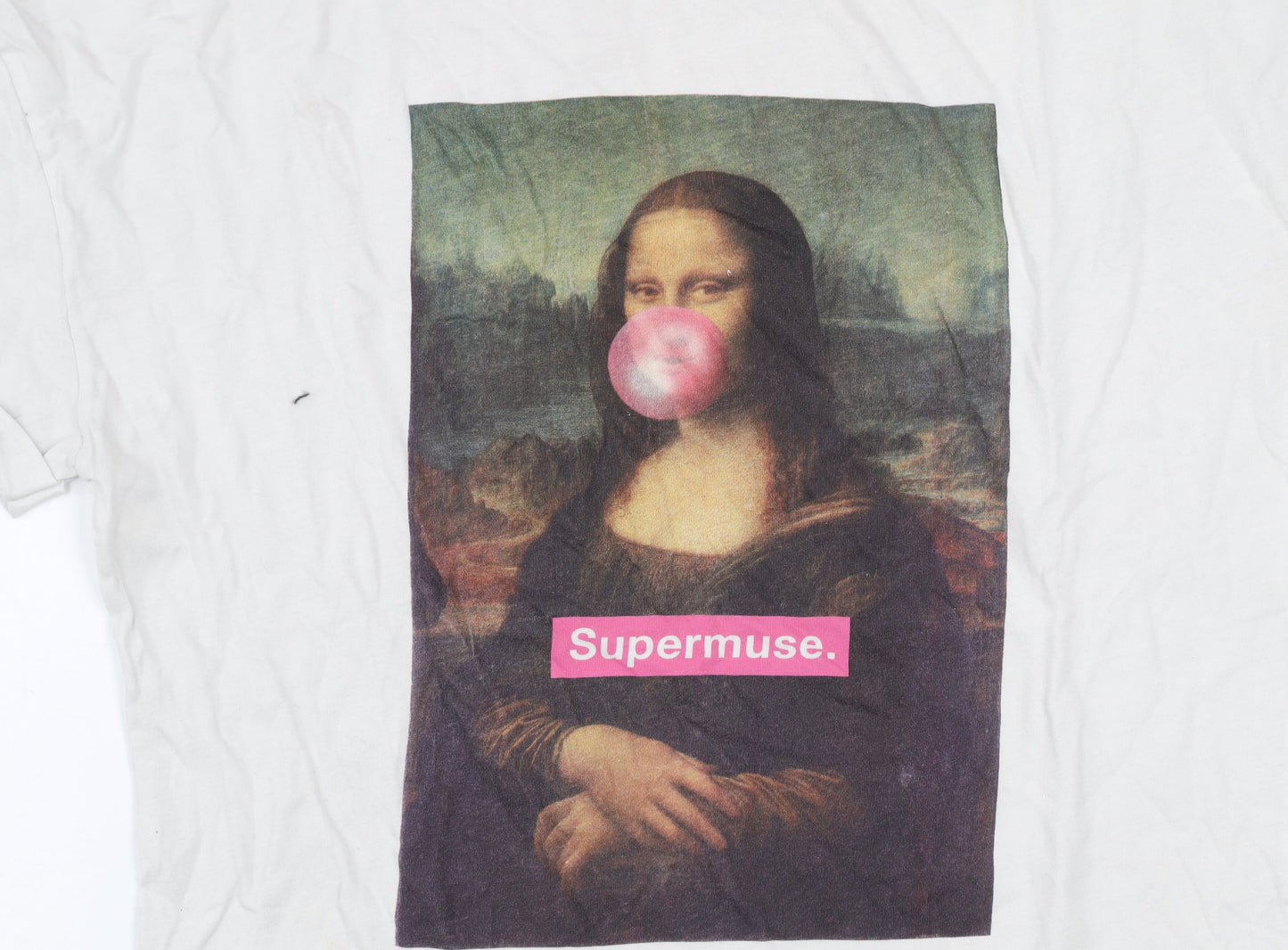 Stradivarius Women’s White Art Print Supermuse T-Shirt Size 12