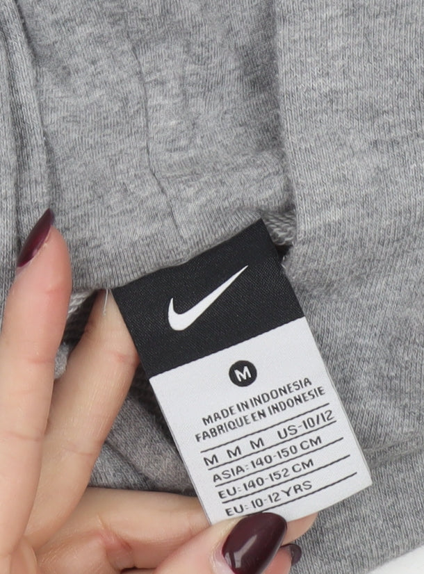 Nike Boys Grey Pullover Hoodie 10-12 Years Cotton Blend Fleece