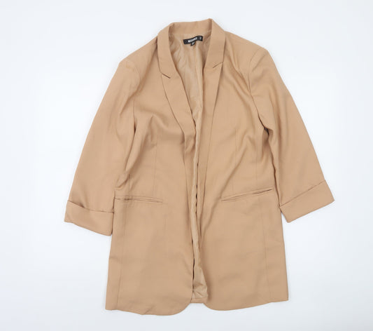 Additional front view of Missguided Women’s Beige Mid-Length 3/4 Sleeve Woven Blazer UK 10
