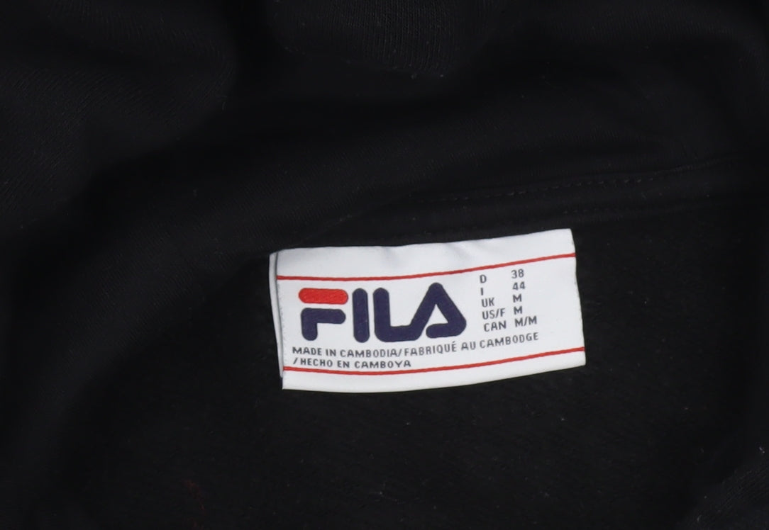 Fila Women's Black Medium Pullover Hoodie Cotton Blend Logo Casual