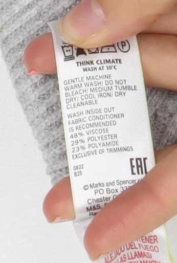 Marks and Spencer Women Grey Cable Knit Crew Neck Jumper Size S