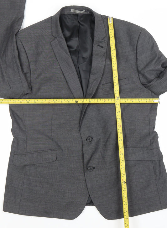 Racing Green Men's Grey 46 Short Wool Blend Two Button Blazer