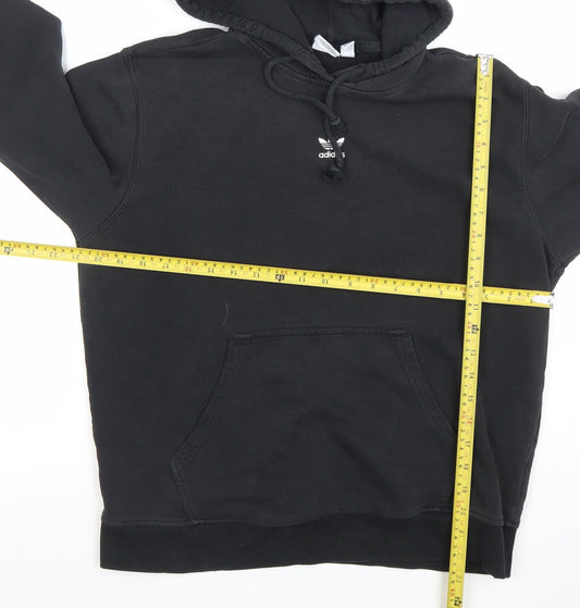 Adidas Women Black Hoodie UK 12 Pullover Cotton Hooded Sweatshirt
