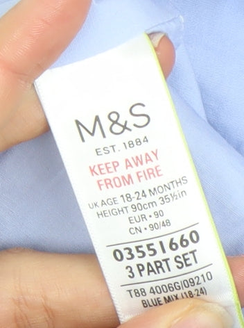 Marks and Spencer Boys Blue Striped Waistcoat 18-24 Months Formal Suit
