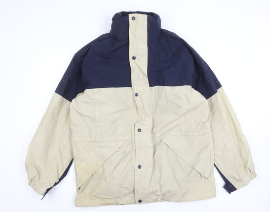 Jerzees Men's Beige & Navy Waterproof Parka Jacket Size L Outdoor