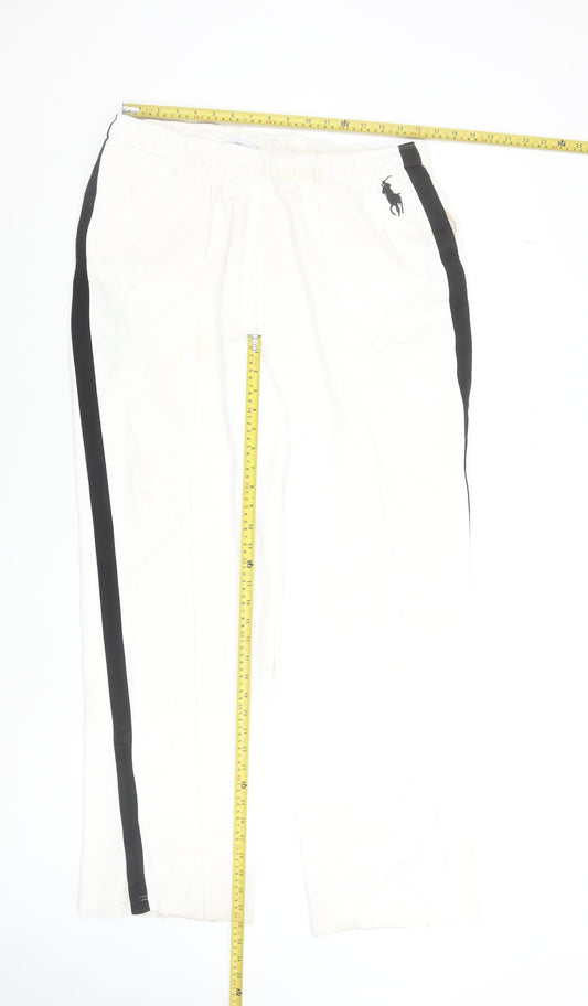 Ralph Lauren Men's White XL Sweatpants with Black Stripe