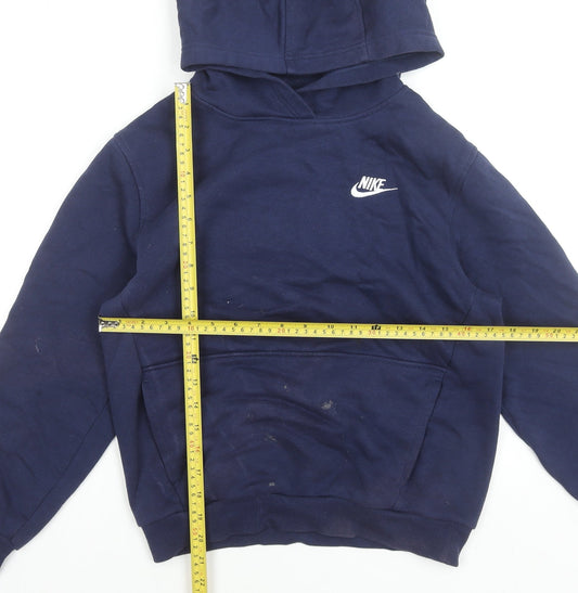 Nike Boys Blue Pullover Hoodie Large 147-158cm Cotton Blend Sportswear