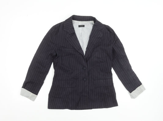 F.D.S. by Fleur de Sel Women's Black Pinstripe Blazer Size 8 Slim Fit