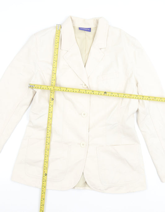 Liz Claiborne Women Beige Cotton Blazer Jacket Size 8