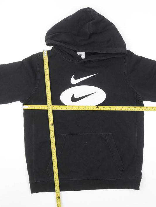 Nike Boys Black Pullover Hoodie XL 158-170cm Logo Graphic Print